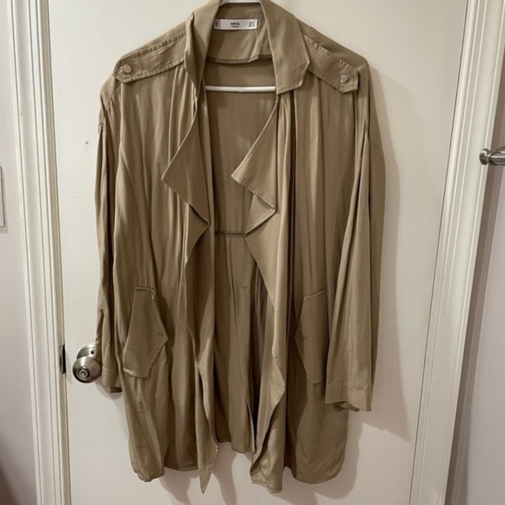 Mango Beige Safari 100% Viscose Shirt XS (runs big - fits like small to medium)